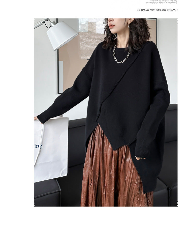 Irregular Knit Long Sleeve Sweater