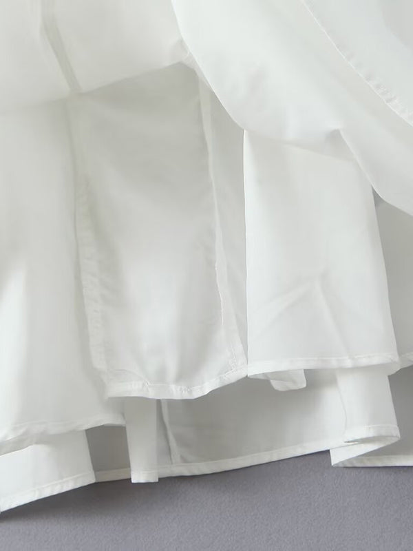 A-Line Loose No Belt Pleated Solid Color Zipper Round-Neck Midi Dresses