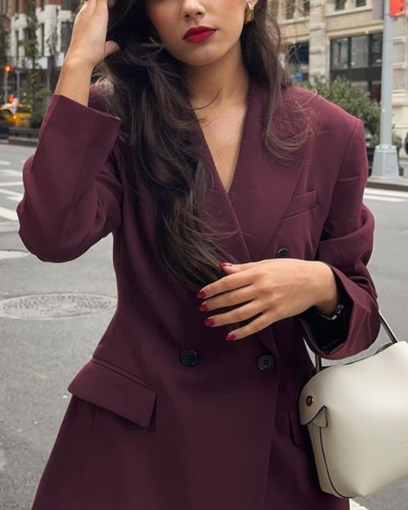 Fashion Lapel Blazer & Pants Two-Piece Set