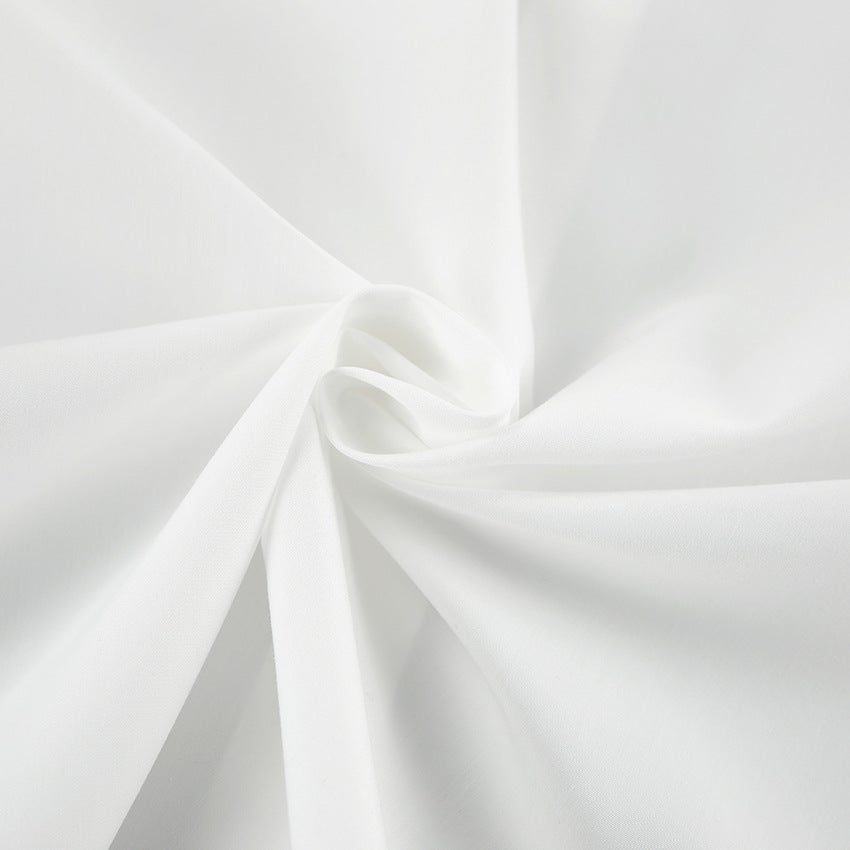 Minimalist Solid Color Lantern Sleeve Lapel Shirt