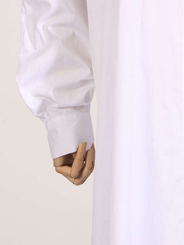 Long Sleeves Loose See-Through Solid Color Split-Joint Split-Side Lapel Maxi Dresses Shirt Dress