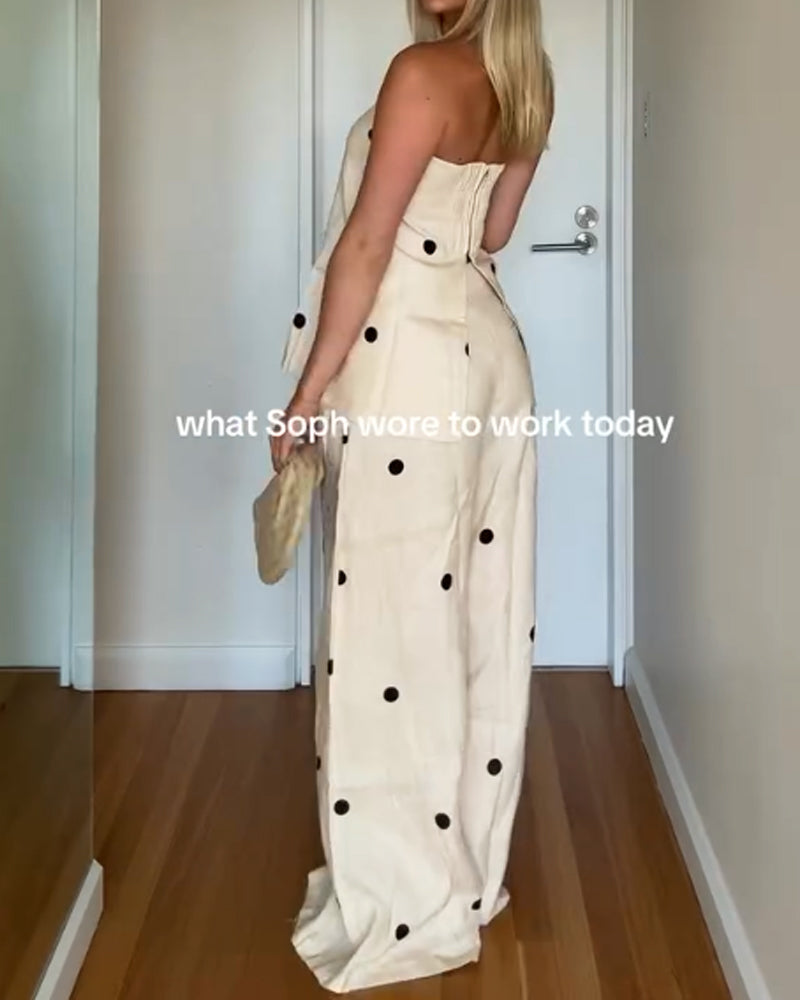 Fashion Commuter Dot Top & Pants Two-Piece Set