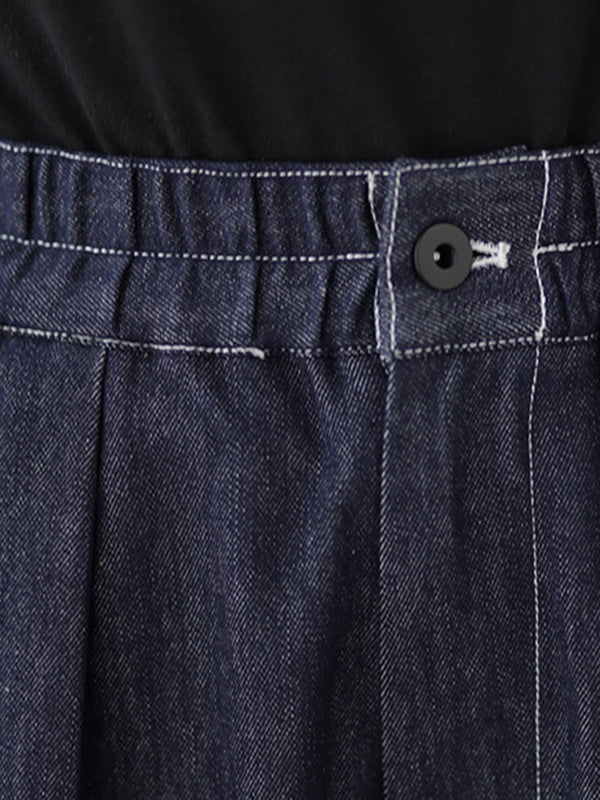 Vintage Loose Elastics Jean Pants Bottoms