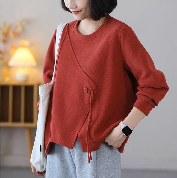 Casual Solid Color Splicing Long Sleeve Sweatshirt