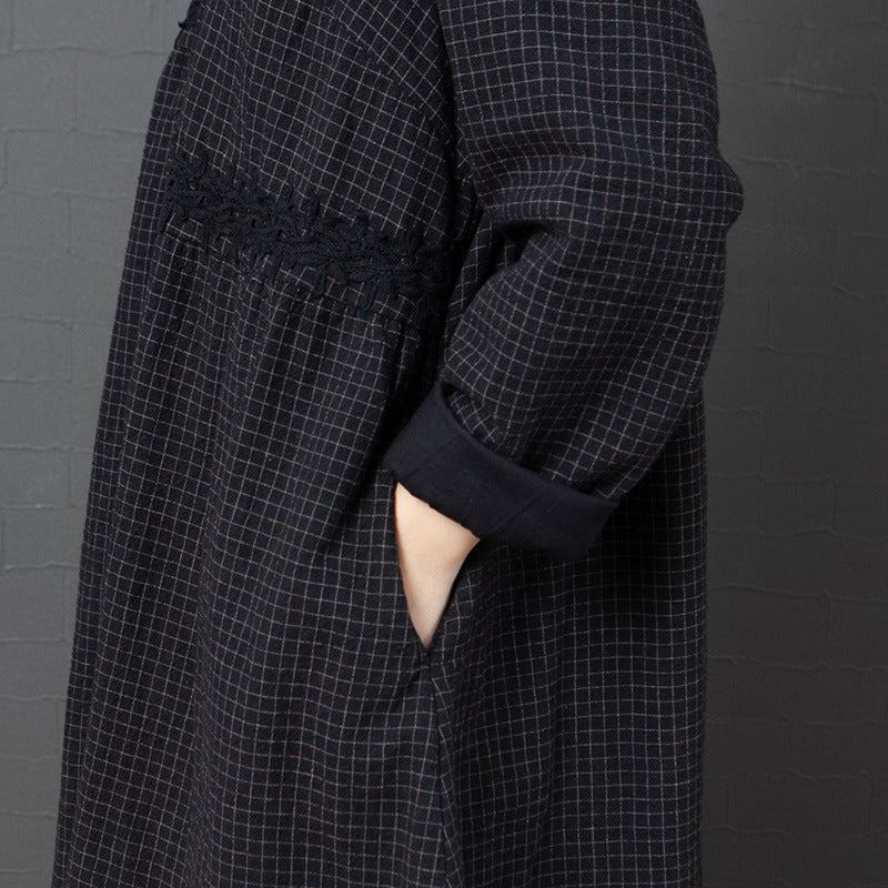 Loose Splicing Hooded Cotton Coat