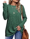 Fantaslook Long Sleeve Shirts for Women Crew Neck Casual Tunic Tops Lightweight Pullover