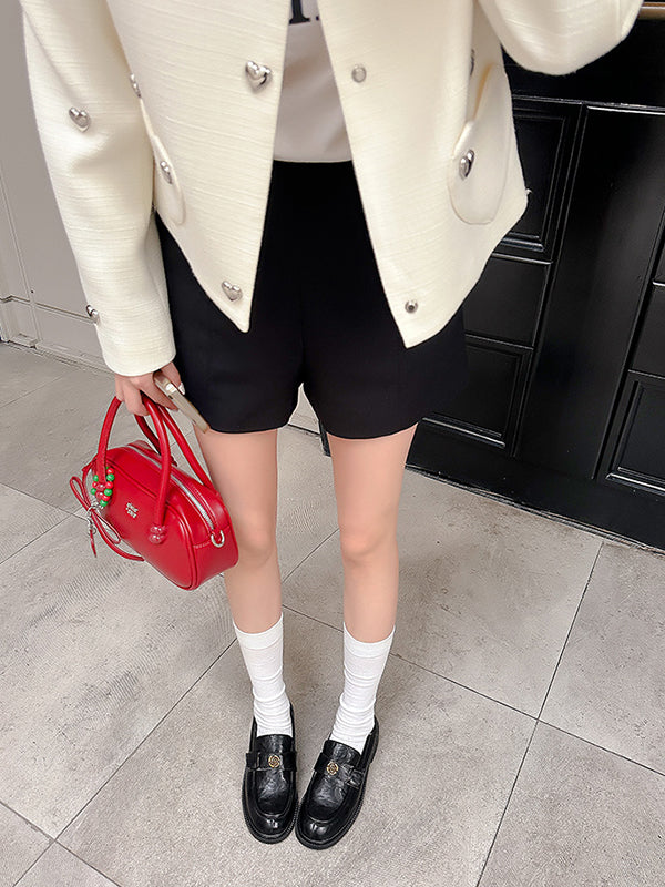 Belt Buckle Round-Toe Split-Joint Loafers