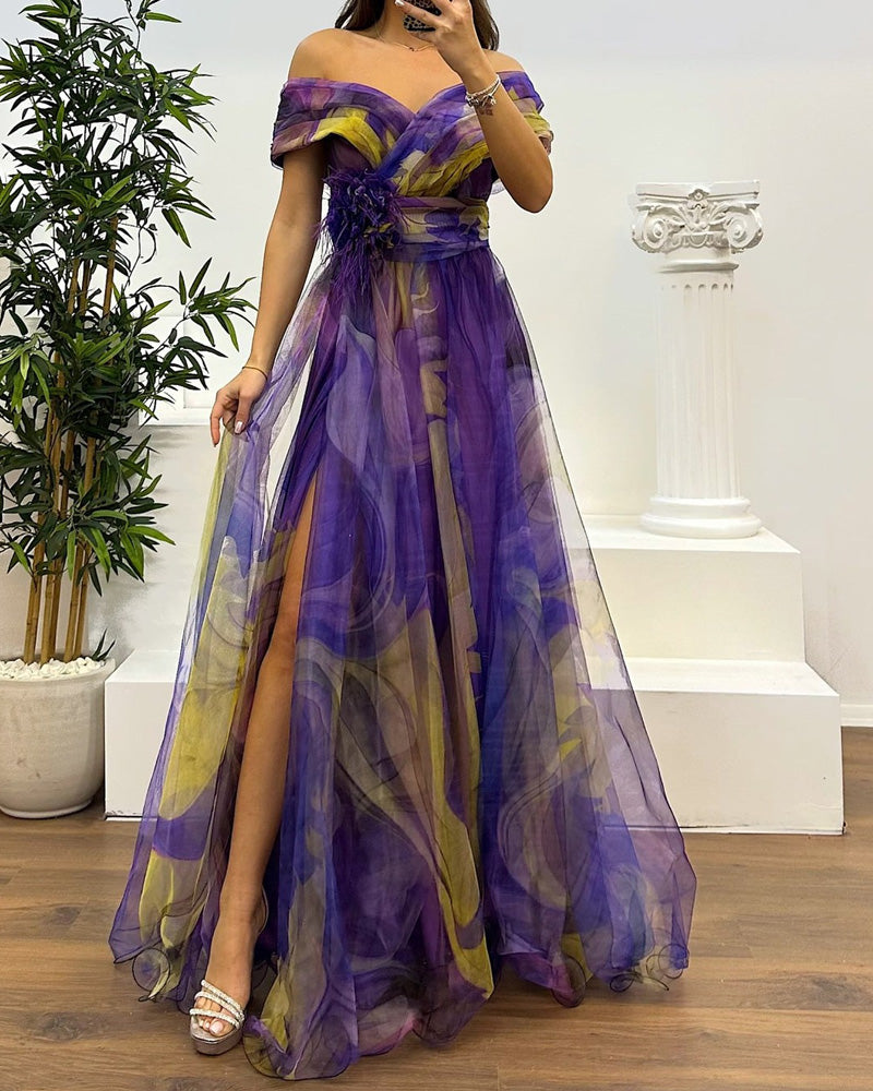 Fashion Gauze Printing Party Dress