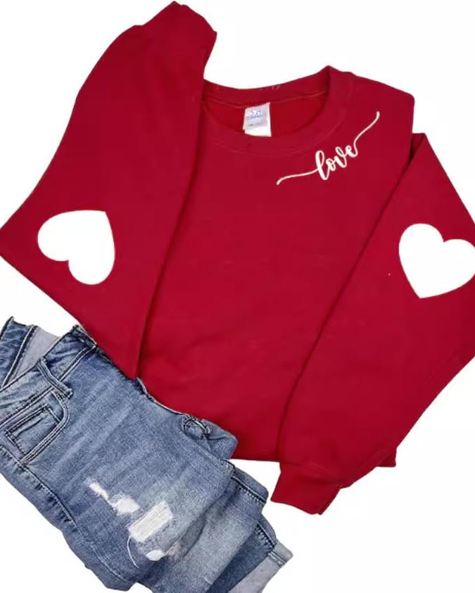 Loose Heart Pattern Crewneck Sweatshirt【Buy 3 Free Shipping】