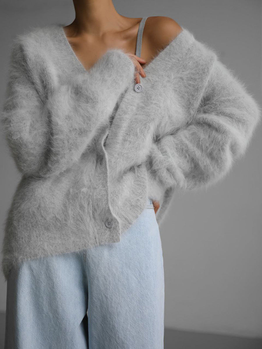 Mink-Like Knitted Sweater Cardigan Autumn And Winter Lazy