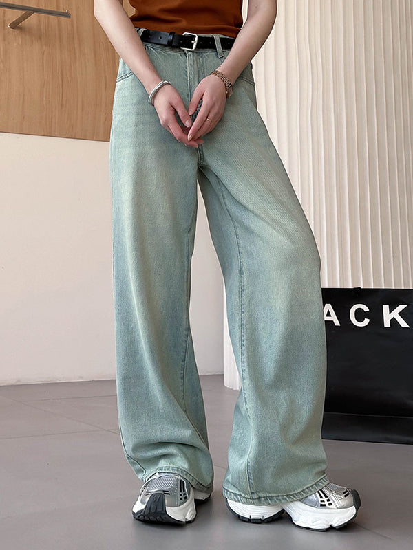 High Waisted Loose No Belt Pockets Jean Pants Bottoms