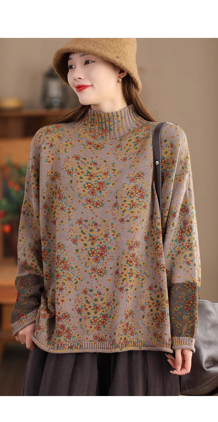 Vintage Cotton Thread Floral Knit Sweater