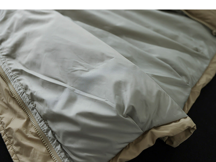 Literary Solid Color Stand Collar  Down Vest Coat