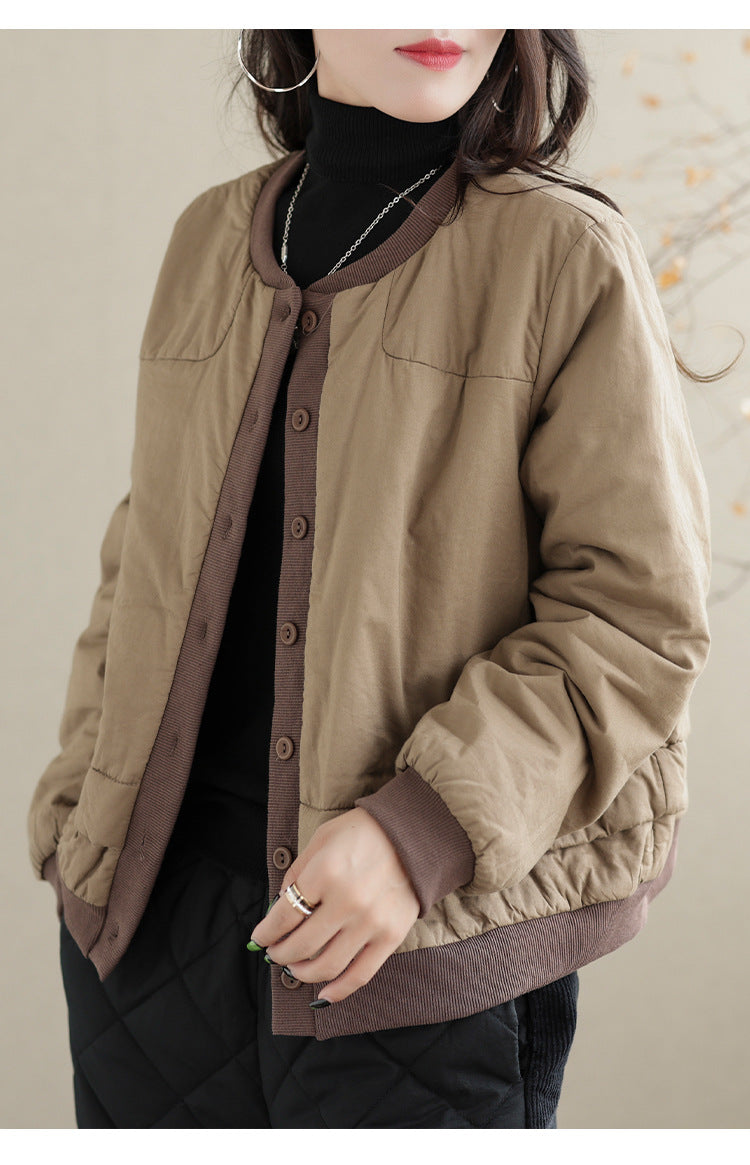 Classic Color Blocking Round Neck Jacket