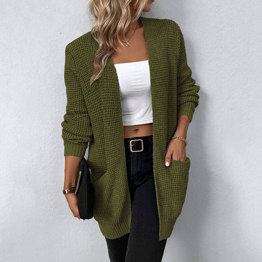 Regular Pocket Long Sleeve Women's Sweater