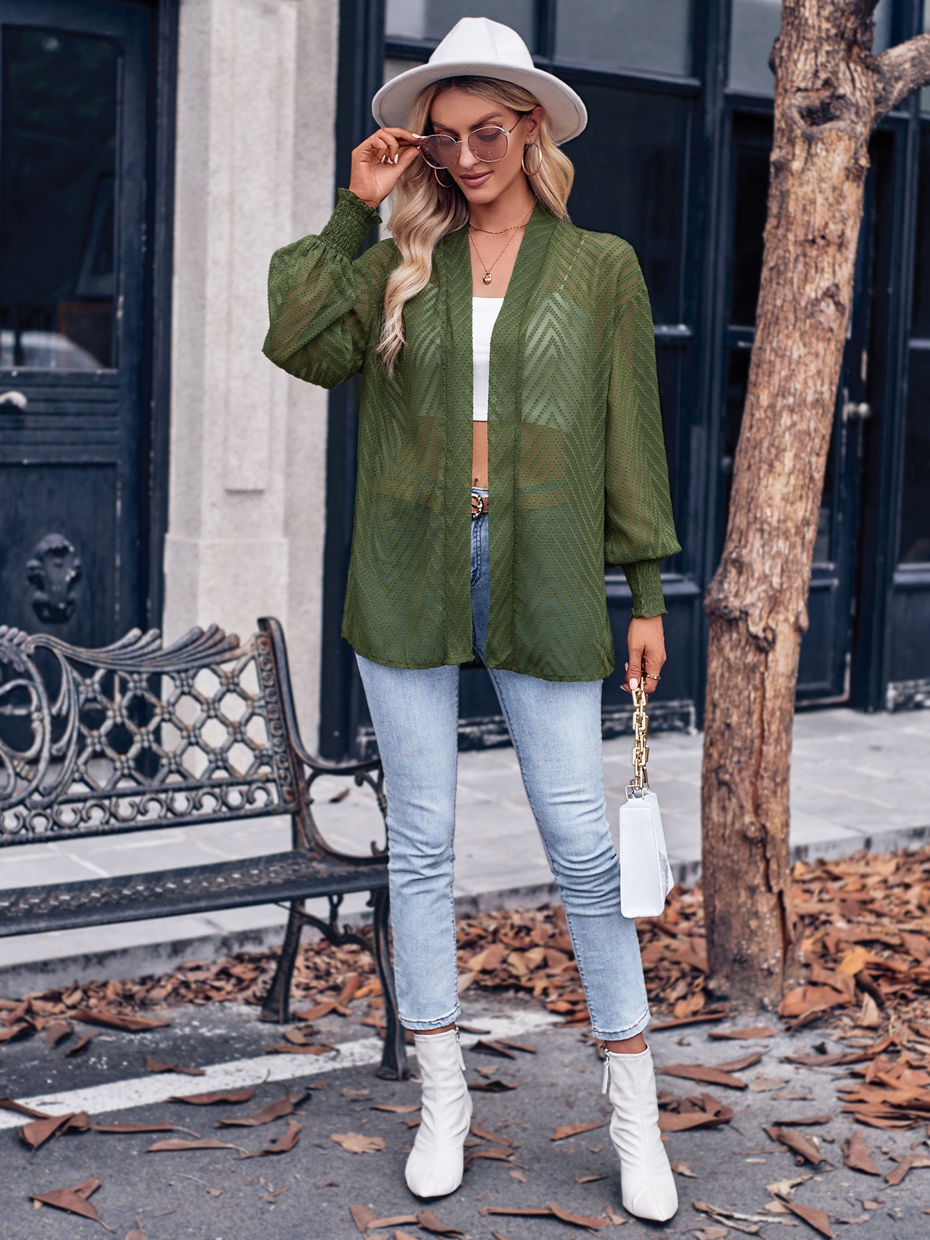 Casual Solid Color Jacquard Long Sleeve Outwear