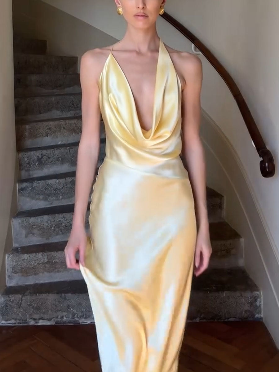 Elegant V-neck backless evening dress