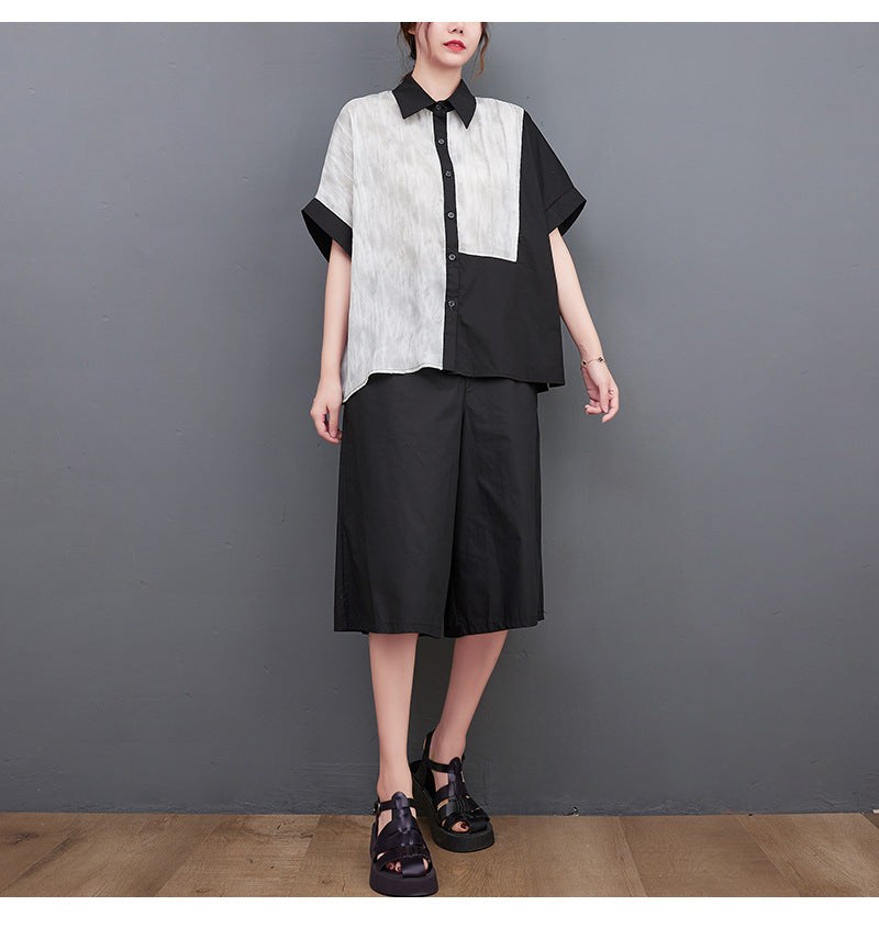 Casual Splicing Short Sleeve Shirt