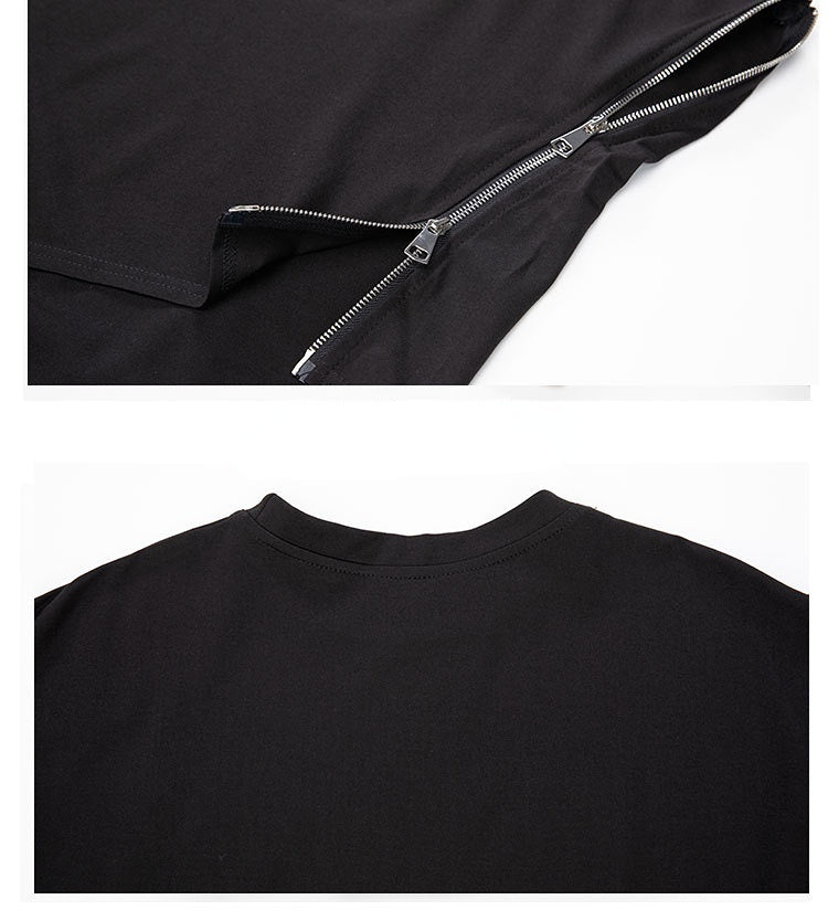 Dark Style Sleeveless Zipper T-shirt