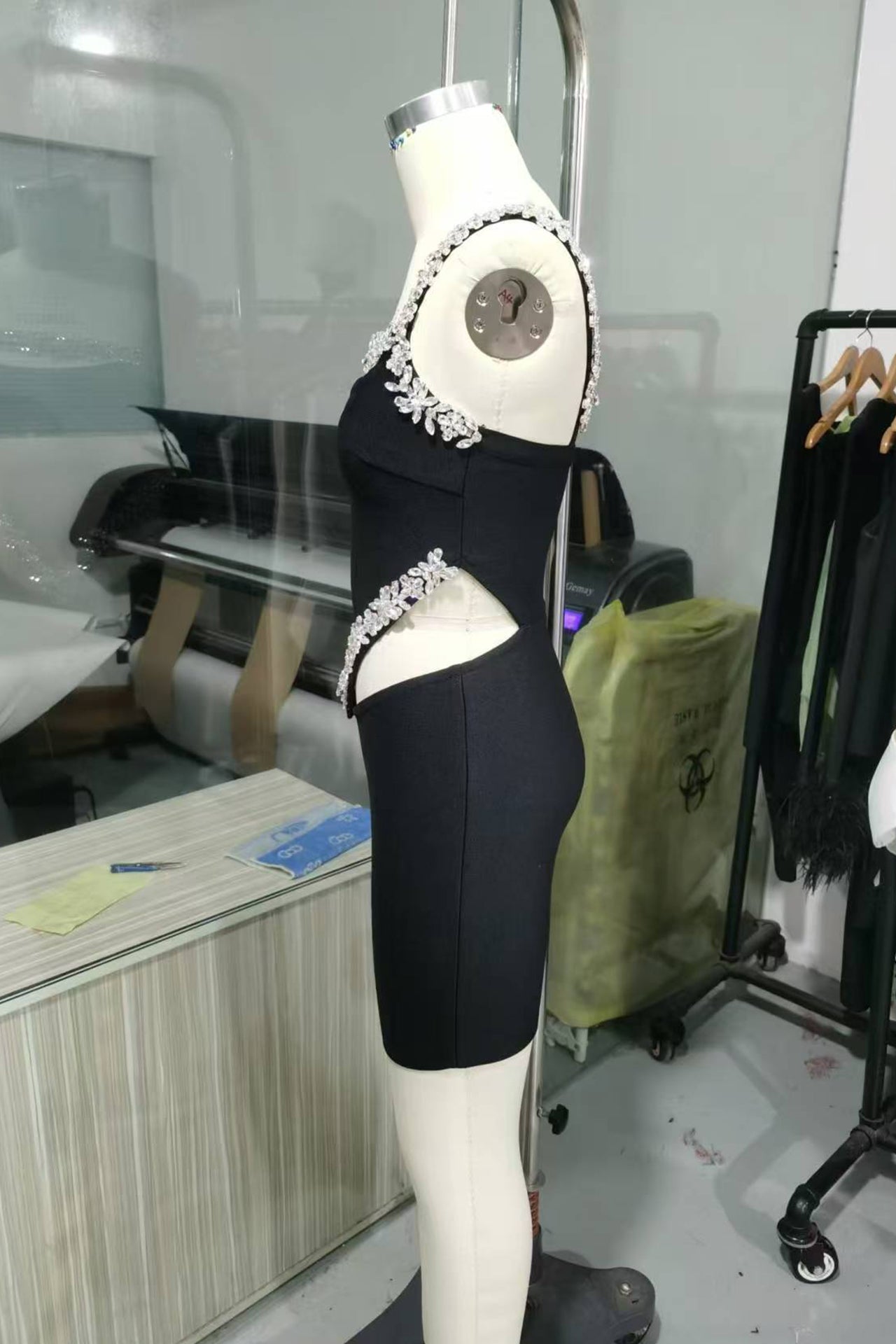 Ariadne One Shoulder Rhinestone Mini Dress