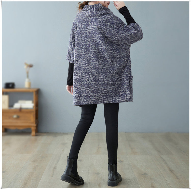 Loose Knitted Large Pocket Turtleneck Sweater