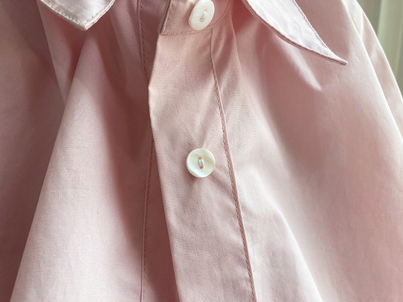 Simple Loose Solid Color Long Sleeve Shirt