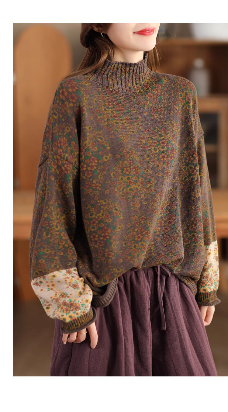 Vintage Cotton Thread Floral Knit Sweater