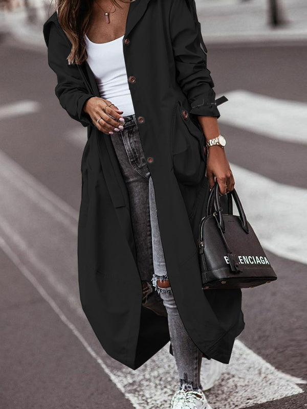 Niche Personality Solid Color Lapel Long Coat