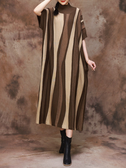 Original Design Knit Short Sleeve Midi Dress