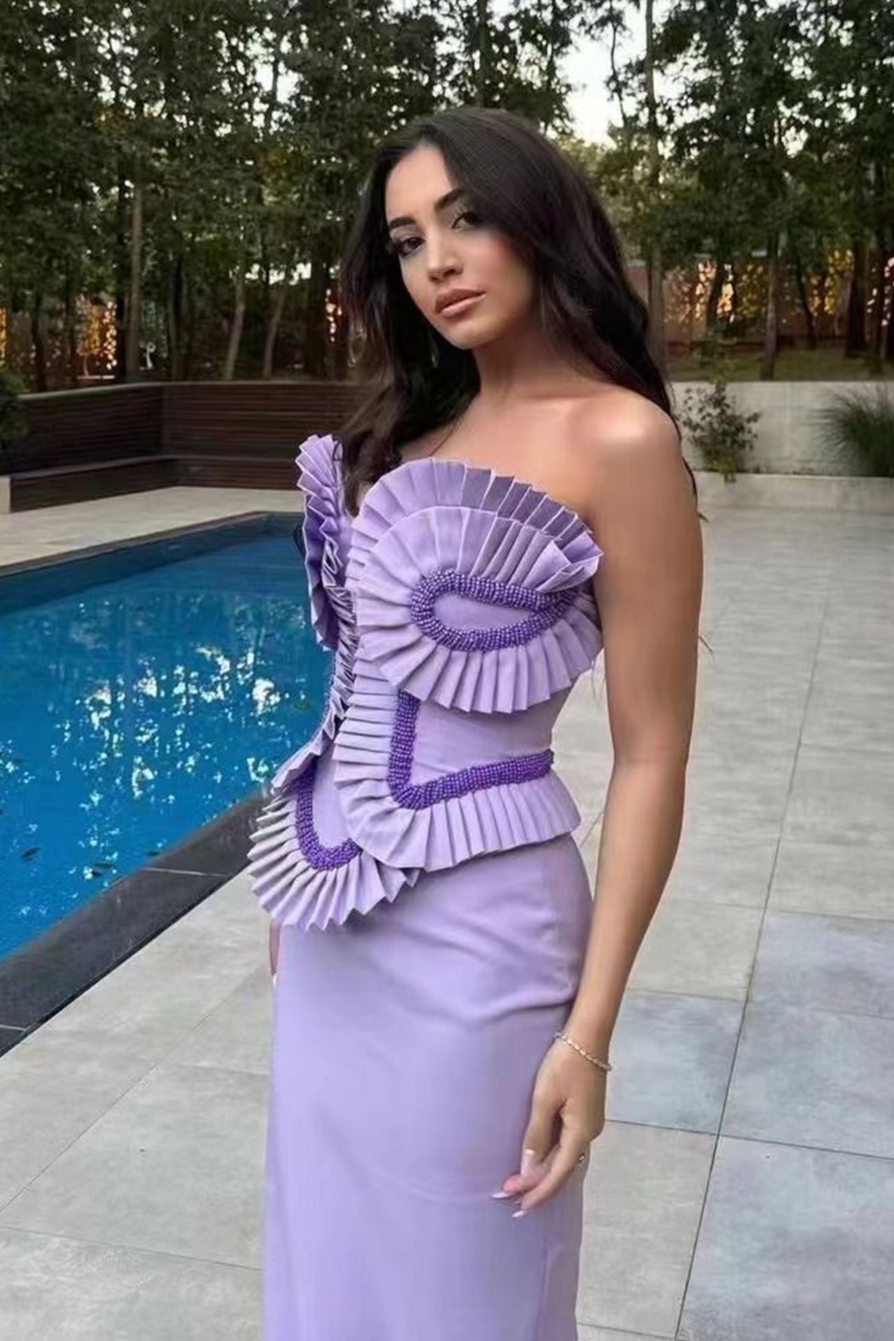 Darcy Strapless Euched Maxi Dress