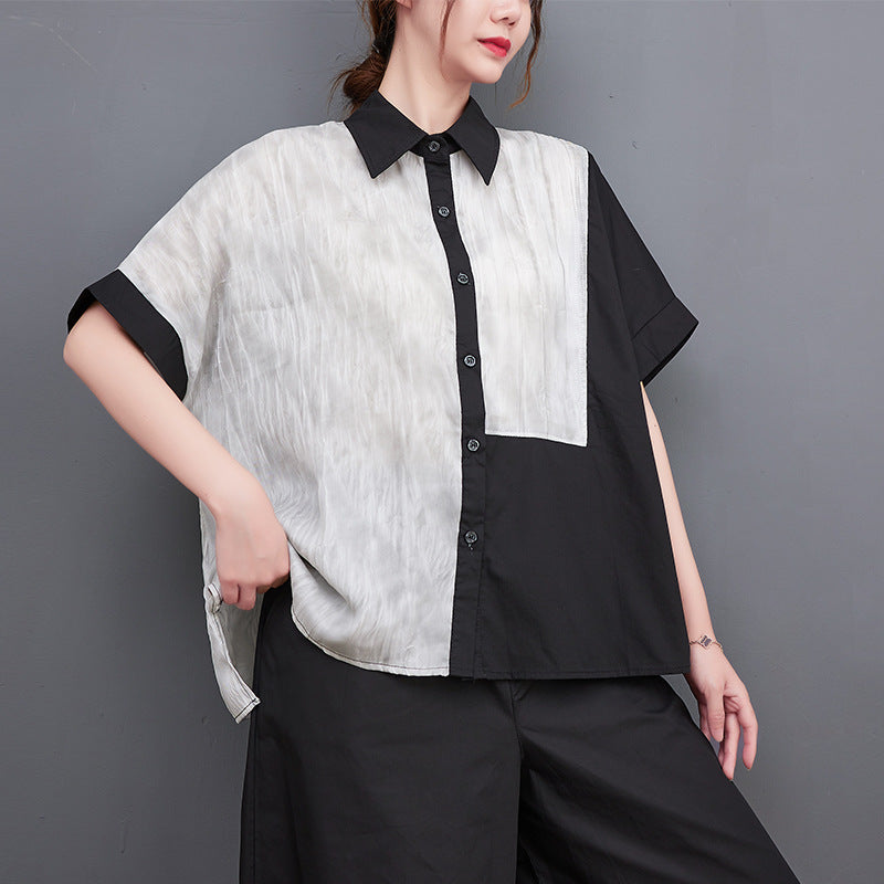 Casual Splicing Short Sleeve Shirt