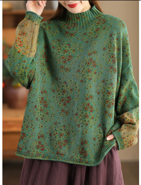 Vintage Cotton Thread Floral Knit Sweater