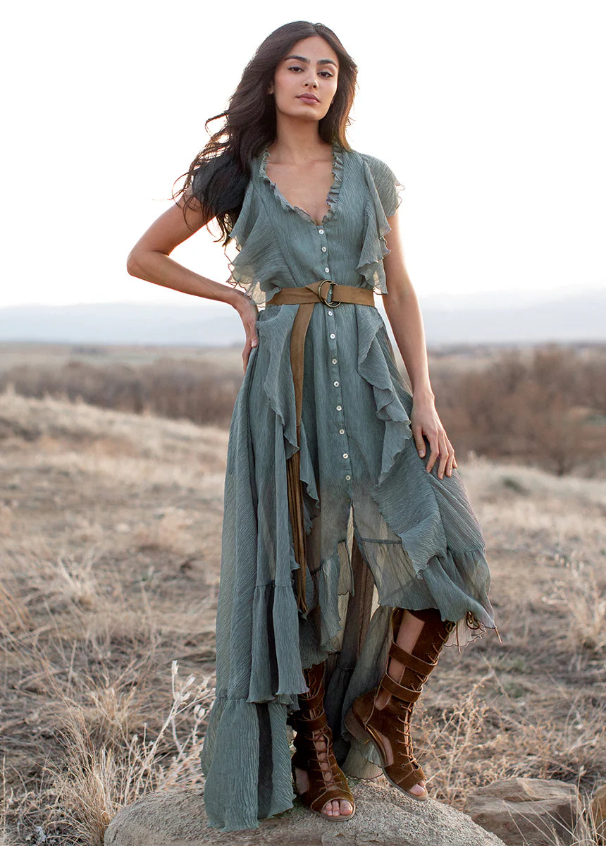 Vertical Ruffle Maxi Dress