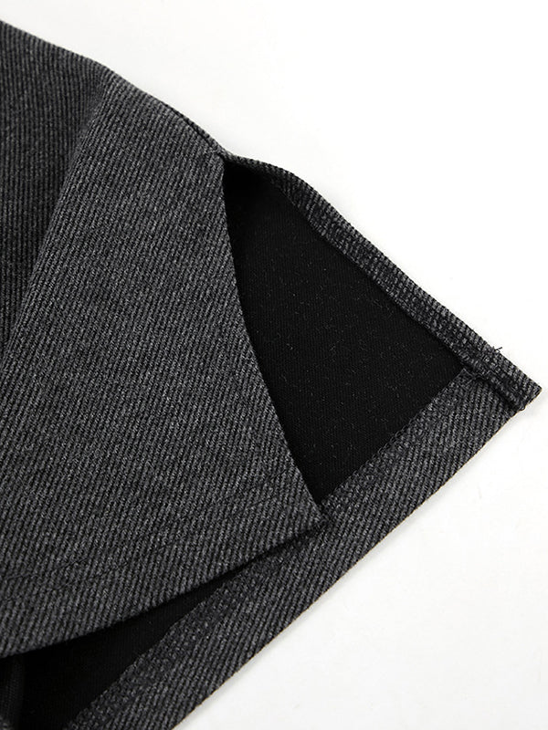 Long Sleeves Loose Solid Color Split-Side One-Shoulder T-Shirts Tops