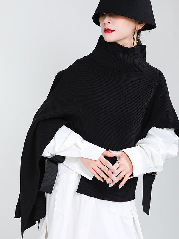 Original Solid High-Neck Irregularity Sweater