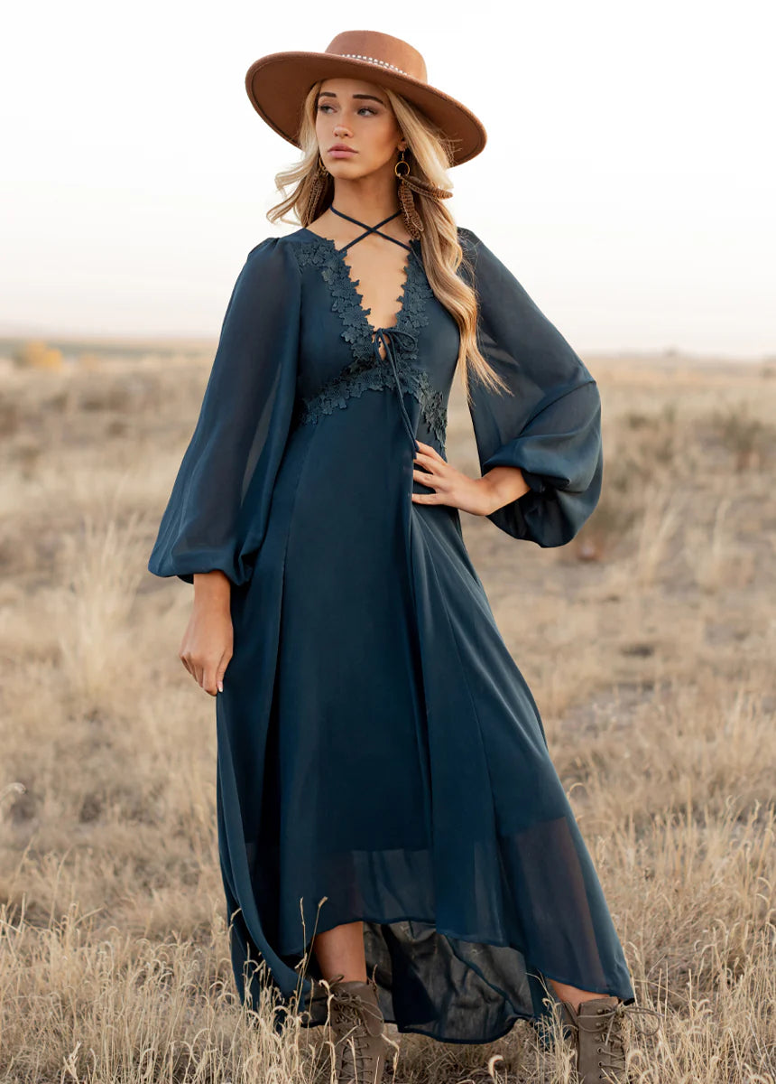 Boho Long Sleeved Maxi Dress