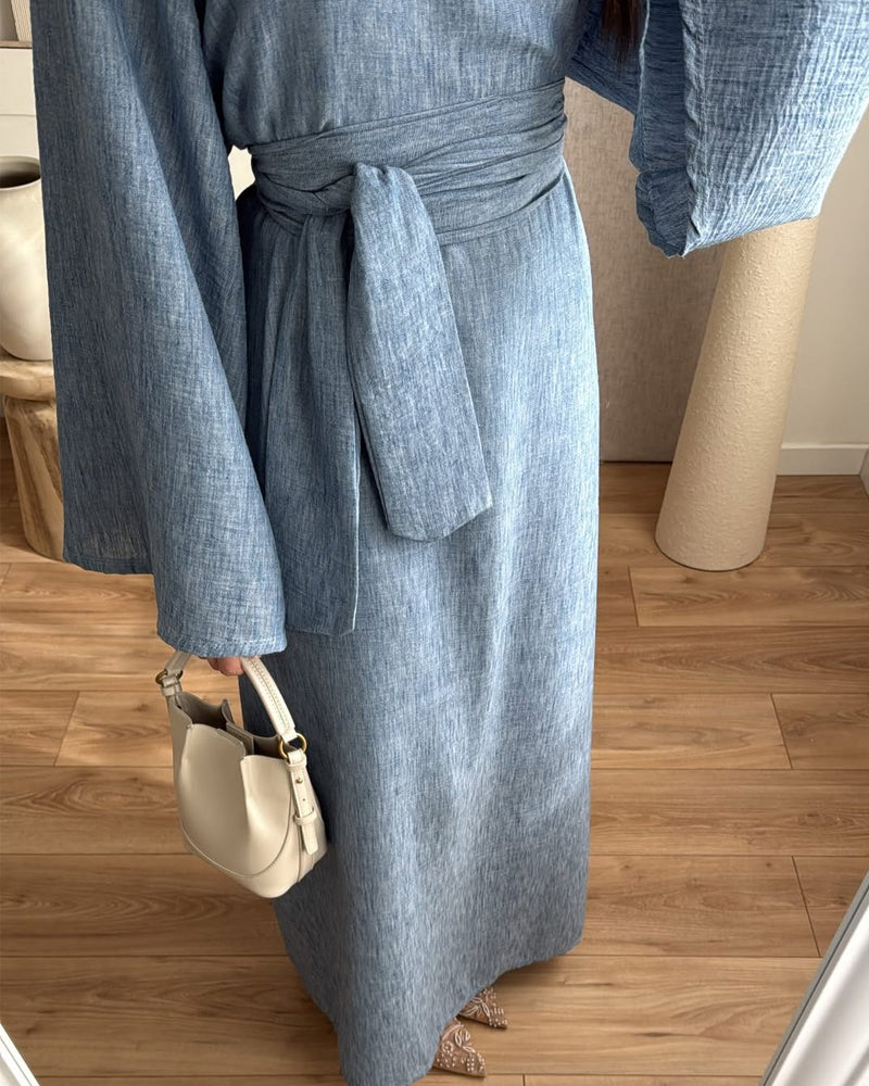 Casual Crewneck Lace-Up Dress