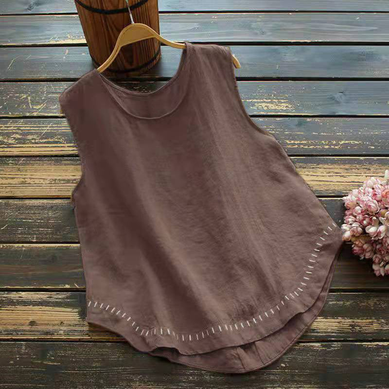 Vacation Style Simple Embroidery Loose Vest