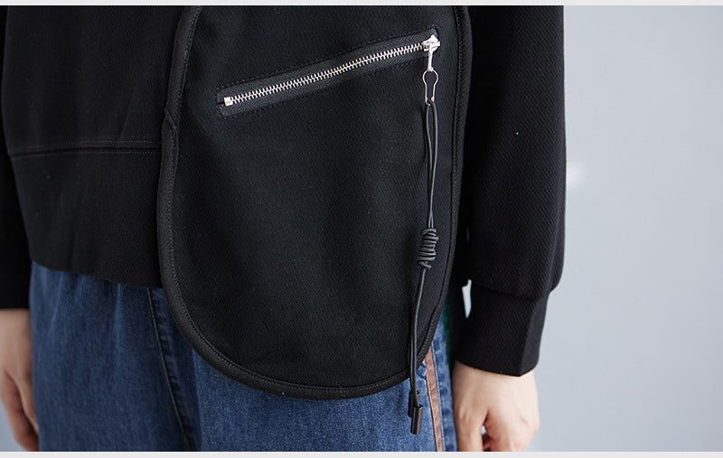 Loose Splicing Long Sleeve Round Neck Sweatshirt