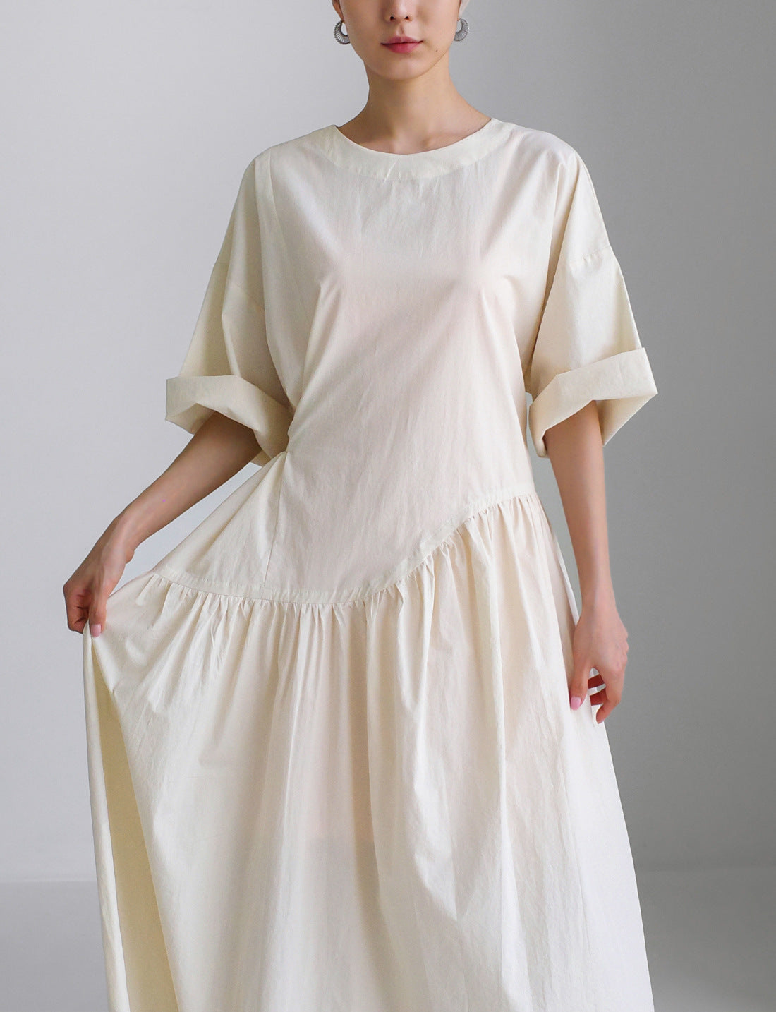 Urban Style Bow Lace-Up Midi Dress