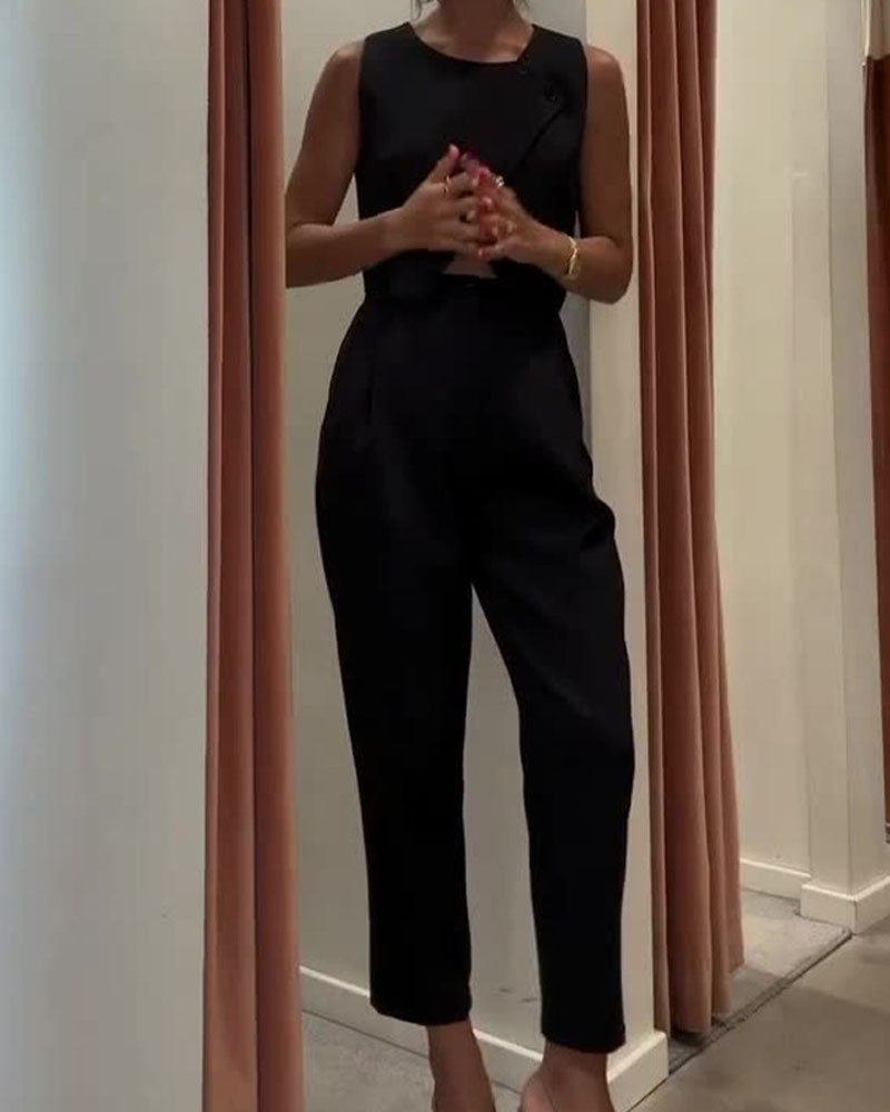 Solid Crewneck Top & Pants Two-Piece Set