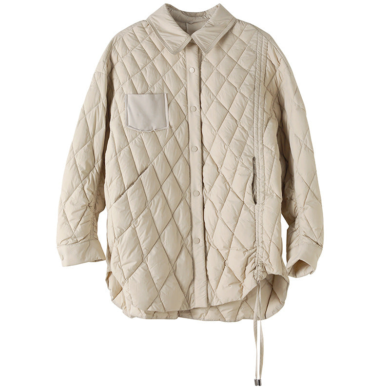 Casual Solid Color Lapel Down Jacket