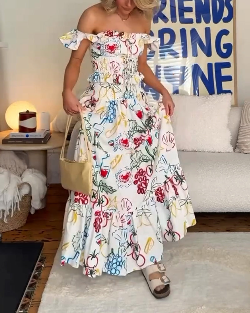 Cute Graffiti Top & Skirt Two-Piece Set