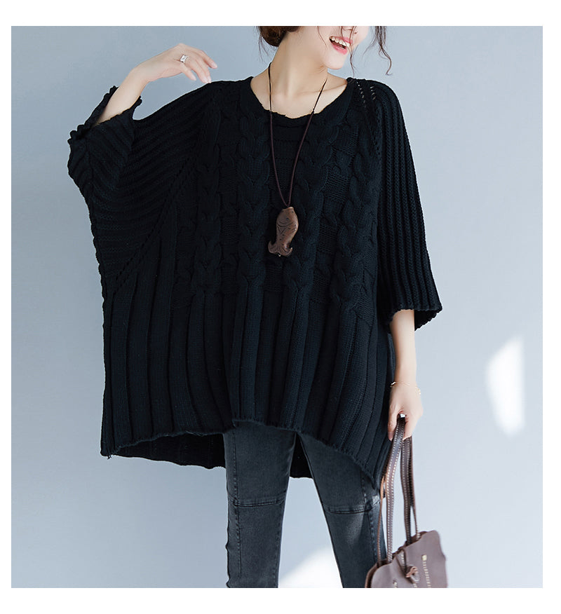 Loose Knit Bat Sleeve Sweater