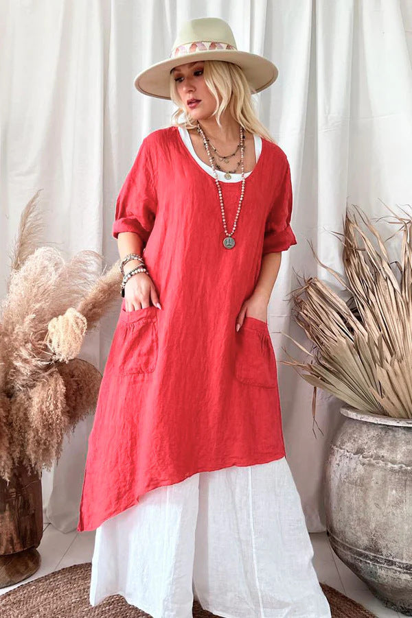 Casual   Irregular Hem Loose Dress