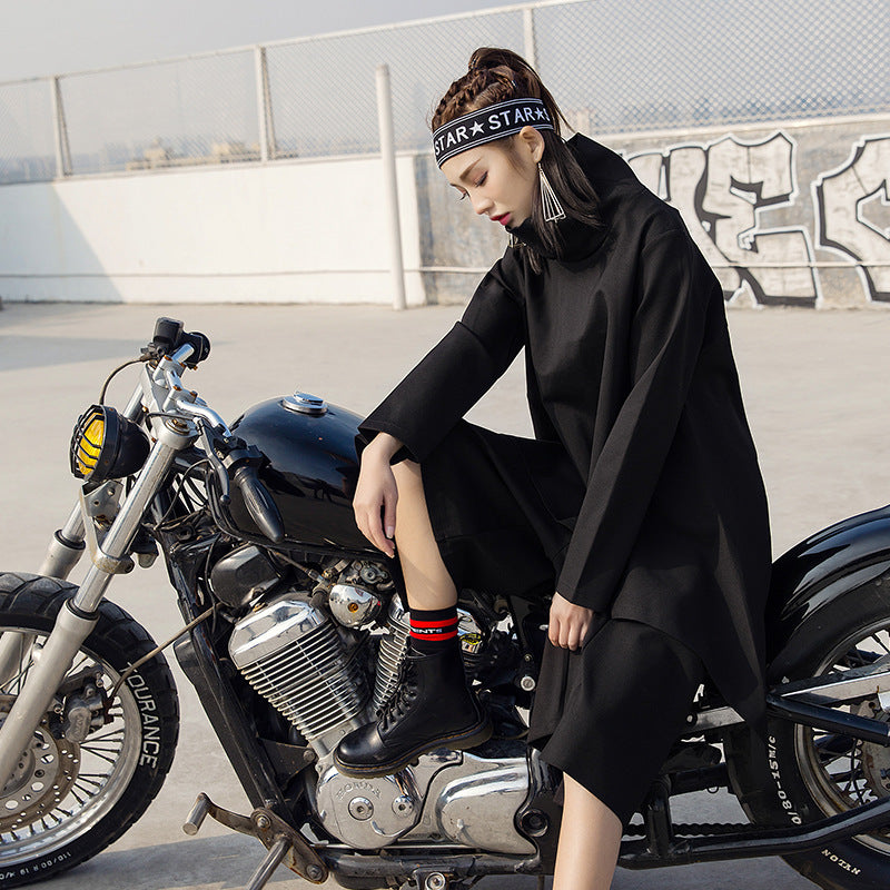 Irregular High Collar Long Sleeve Sweatshirt