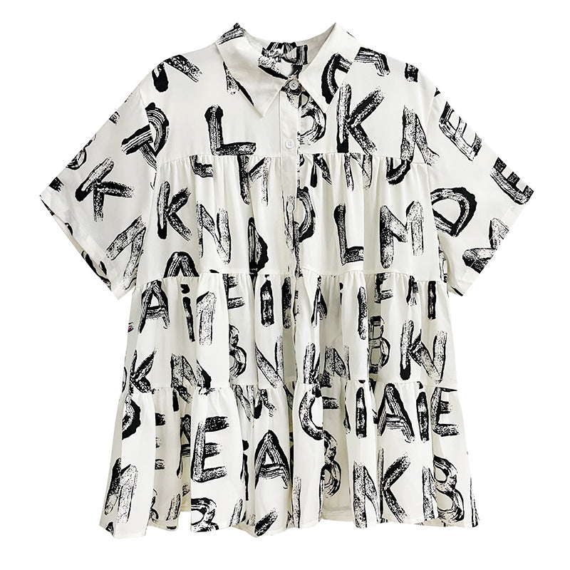 Casual Alphabet Print Short Sleeve Shirt
