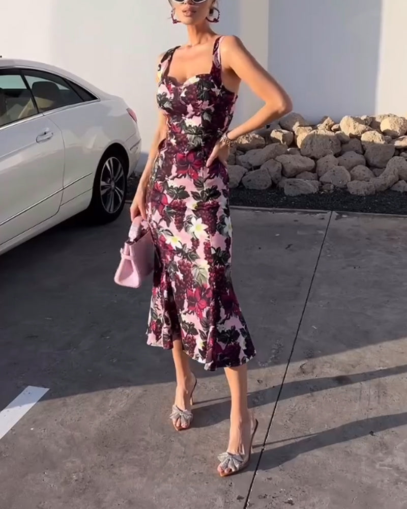 Elegant Flower Fishtail Dress