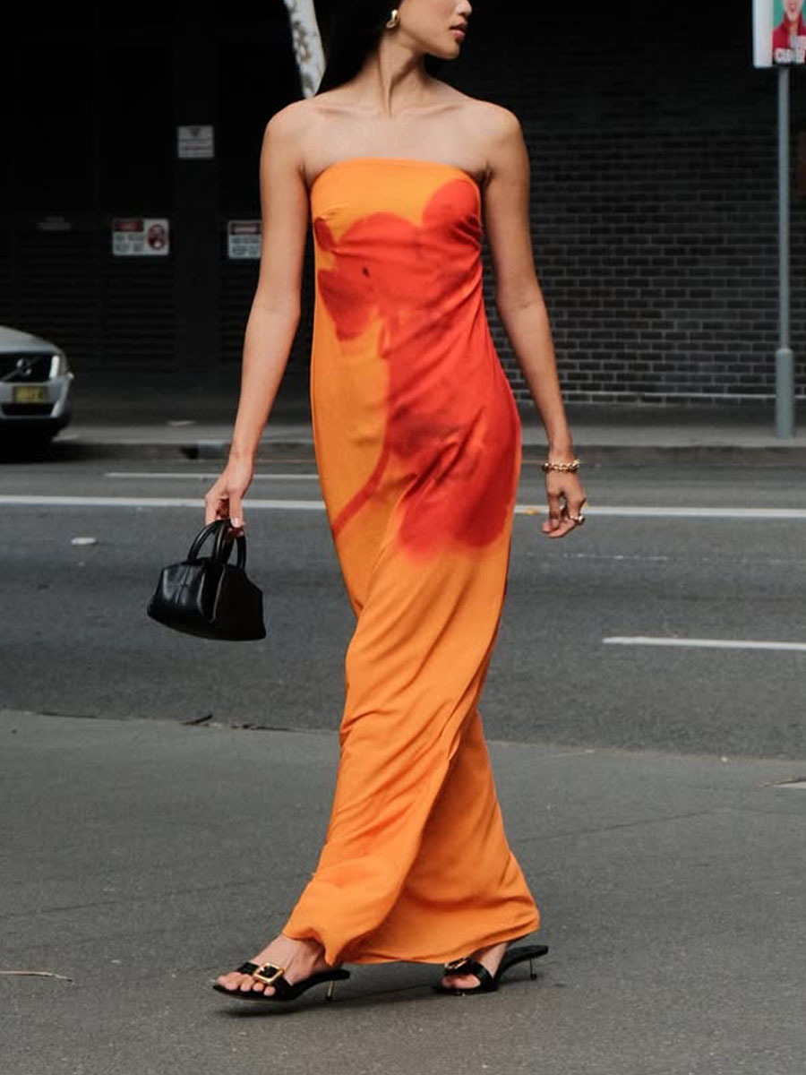 Sunset flower print dress