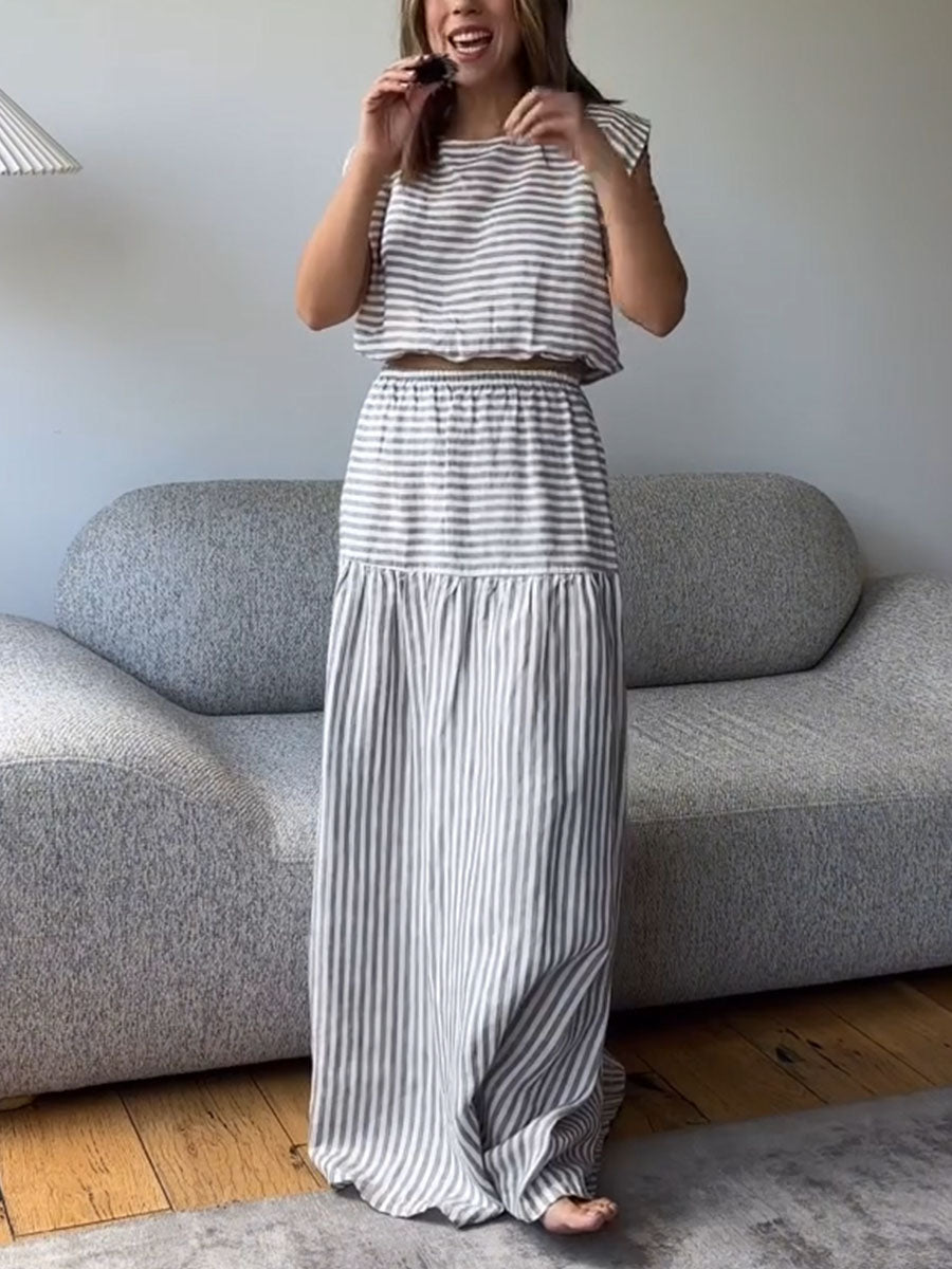 Striped sleeveless two-piece set